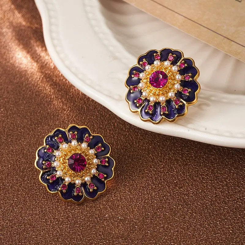 Mini Colorful Flower Shaped | Woman Stud Earrings Parisian Blossom