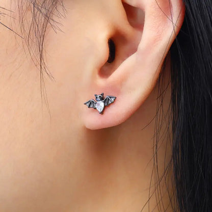 Mini Diamond Black Bat Shaped | Woman Stud Earrings Nocturnal Bite Ladibelle