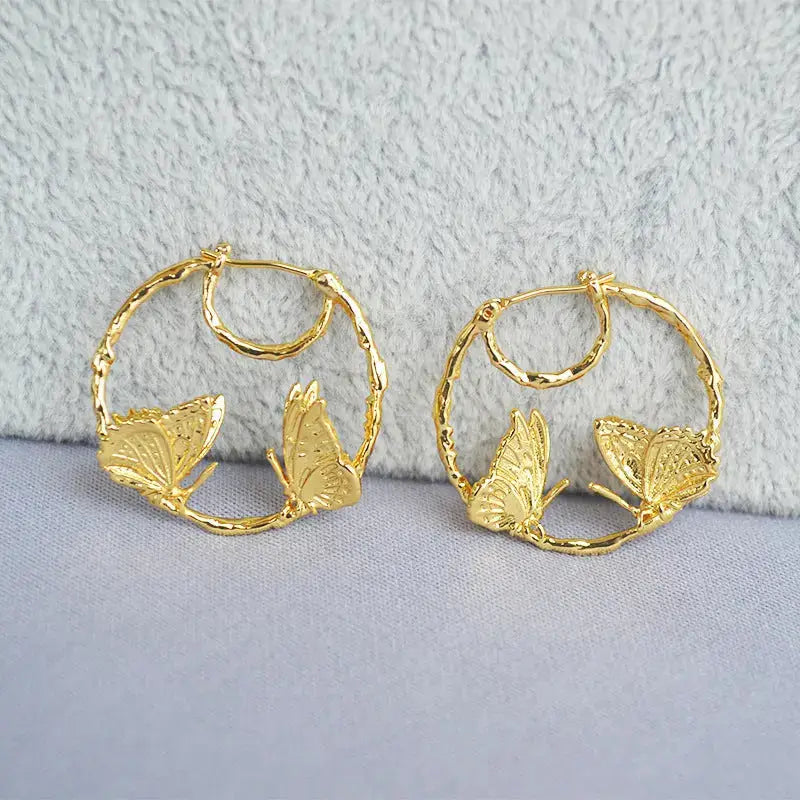 Mini Gold Butterfly Hoop Shaped | Woman Earrings Gilded Flutter Ladibelle