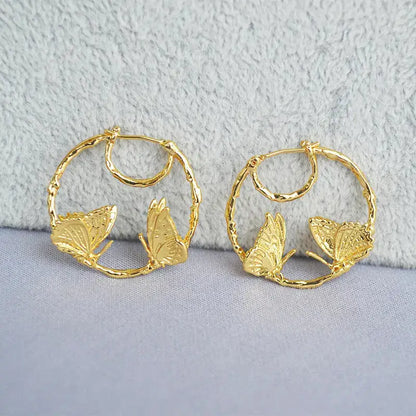 Mini Gold Butterfly Hoop Shaped | Woman Earrings Gilded Flutter Ladibelle