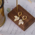 Mini Gold Diamond Leaf Shaped | Woman Earrings Ladibelle