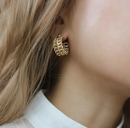 Mini Gold Double Layer Twisted Chain Weave Hoop | Woman Earrings Ladibelle