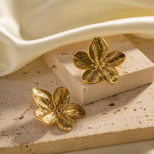 Mini Gold Flower Shaped | Woman Stud Earrings Regal Blossom Ladibelle
