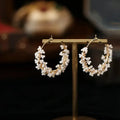 Mini Gold Pearl Flower Hoop Shaped | Woman Earrings Vintage Chic Ladibelle