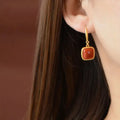 Mini Gold Red Square Stone | Woman Earrings Midnight Splendor Ladibelle