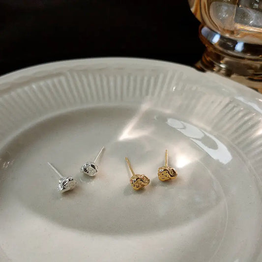 Mini Gold & Silver Drop Shaped | Woman Stud Earrings Minimalist Harmony Ladibelle