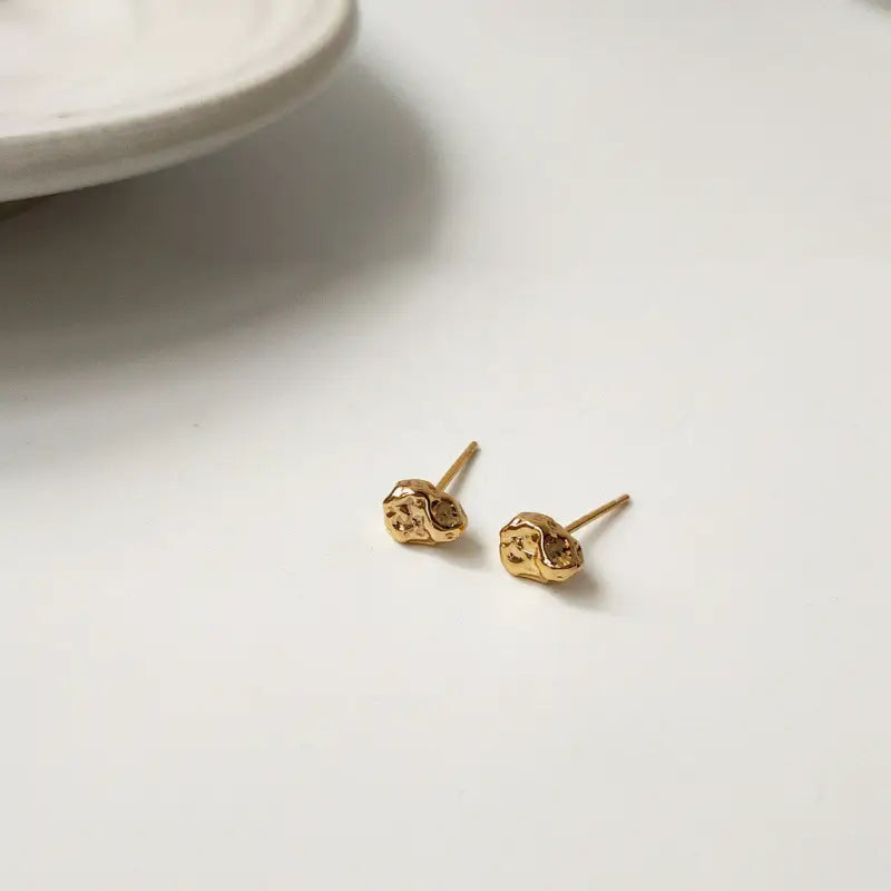 Mini Gold & Silver Drop Shaped | Woman Stud Earrings Minimalist Harmony Ladibelle - B 513