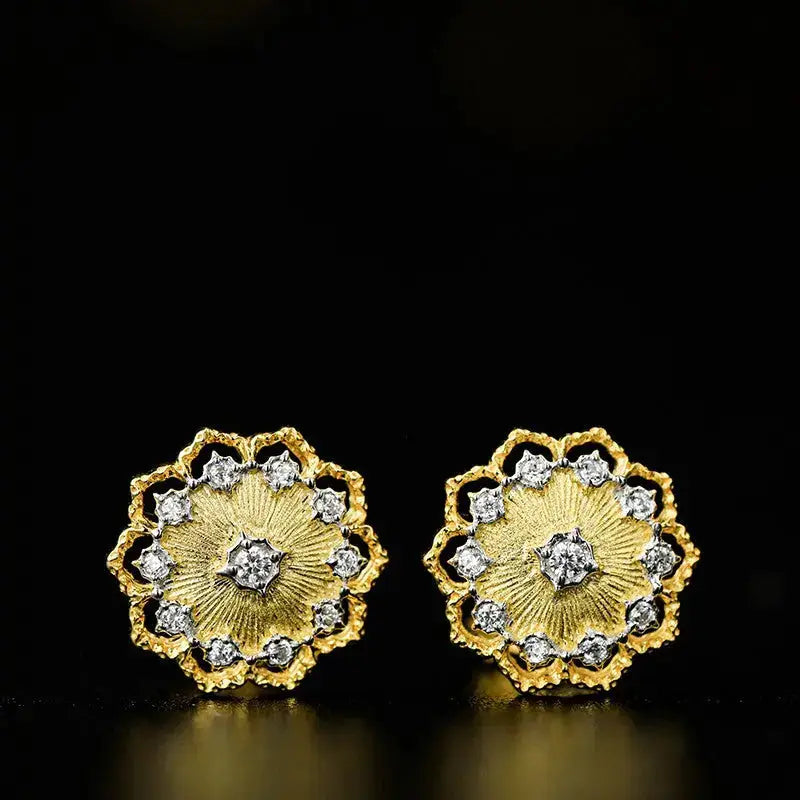 Mini Gold & Silver Snowflake Shaped | Woman Stud Earrings Dazzling Sparkle Ladibelle