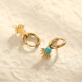 Mini Gold Turquoise Dangle Hoop Shaped | Woman Earrings Azure Oasis Ladibelle