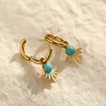 Mini Gold Turquoise Dangle Hoop Shaped | Woman Earrings Azure Oasis Ladibelle