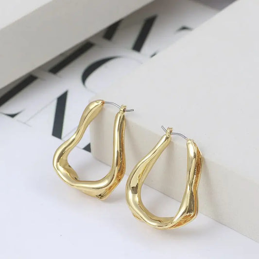 Mini Gold Wavy Hoop | Woman Earrings Sophisticated Golden Geometric Ladibelle