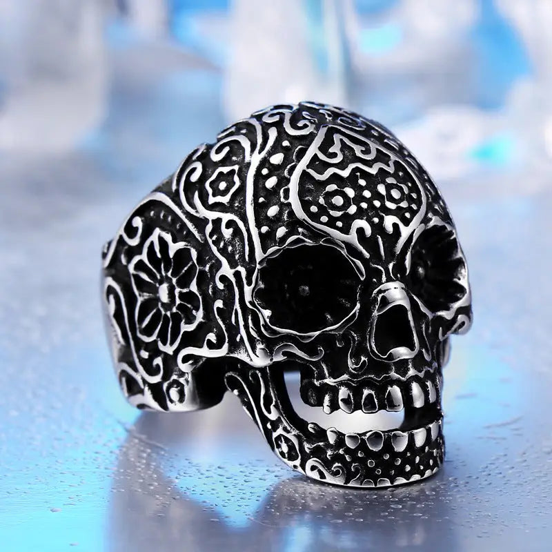 Rebel Rhythm Skull Ring - US 7