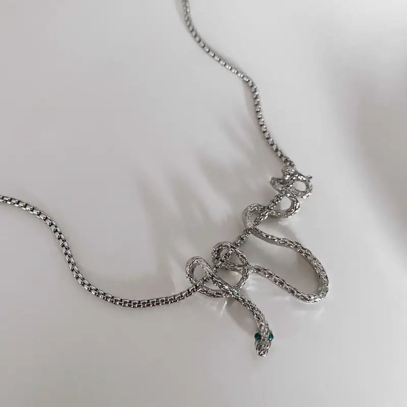 Serpentine Charm: Timeless Titanium Necklace