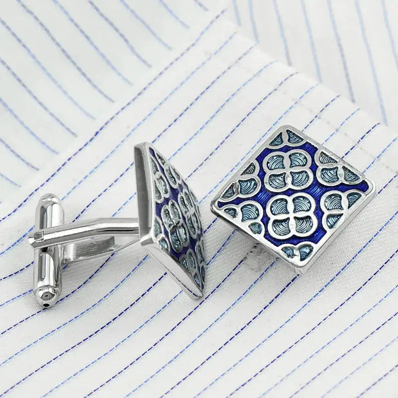 Sky Blue Clover Cufflinks - Accessories