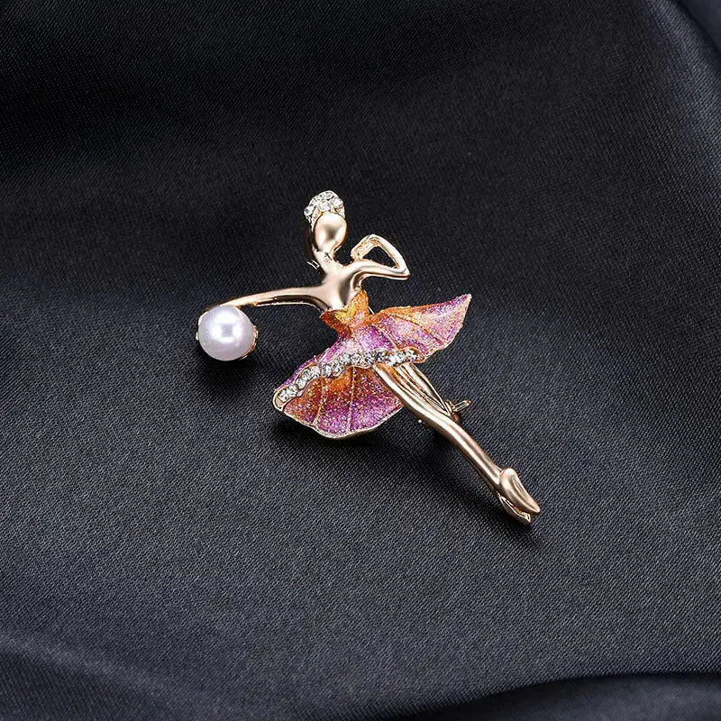 Twirling Elegance: Diamond Ballerina Brooch